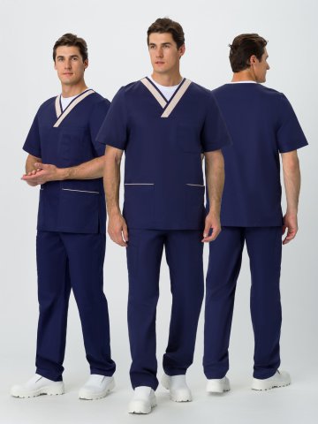 Костюм мужской MedLine Марк (тк.Смесовая,120), т.синий/бежевый