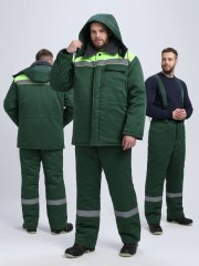 Костюм зимний Квайл-1 СОП (тк.Смесовая,210) брюки, т.зеленый/желтый